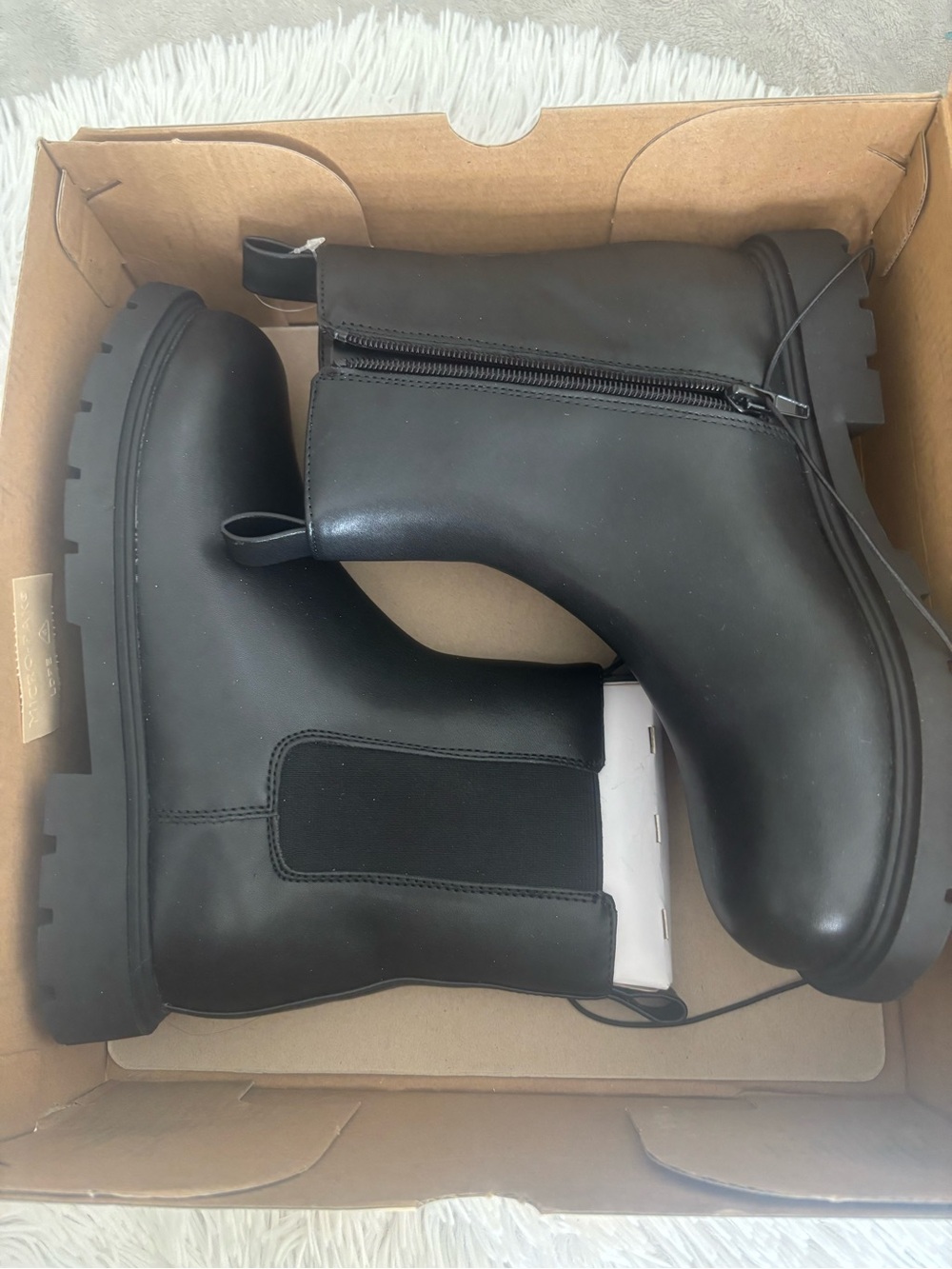 Kids size 5 Black Chukka Boot with Side Zip — Minimal Leather Design